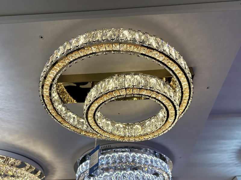 LED Crystal Ceiling Light C162-Gold-50cm - Galaxy Lighting NZ