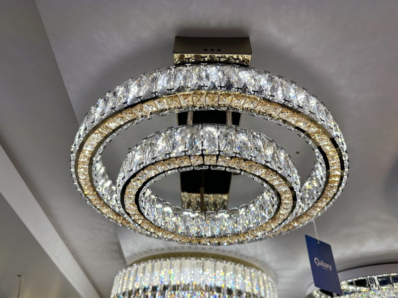 LED Crystal Ceiling Light C162-Gold-50cm - Galaxy Lighting NZ