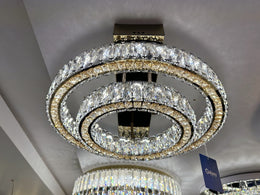 LED Crystal Ceiling Light C162-Gold-50cm - Galaxy Lighting NZ
