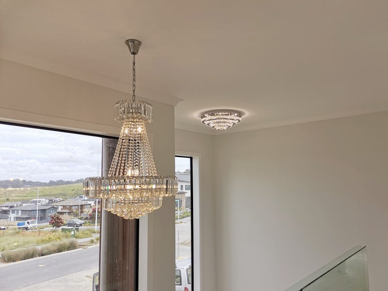 Crystal LED Ceiling Light C135-Silver-60cm - Galaxy Lighting NZ