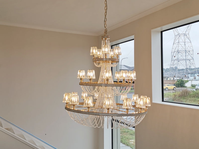 Luxury Crystal Chandelier Drop Light D116-1.3m - Galaxy Lighting NZ