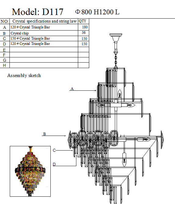 Crystal Chandelier Drop Light D117-D800 - Galaxy Lighting NZ