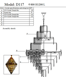 Crystal Chandelier Drop Light D117-D800 - Galaxy Lighting NZ