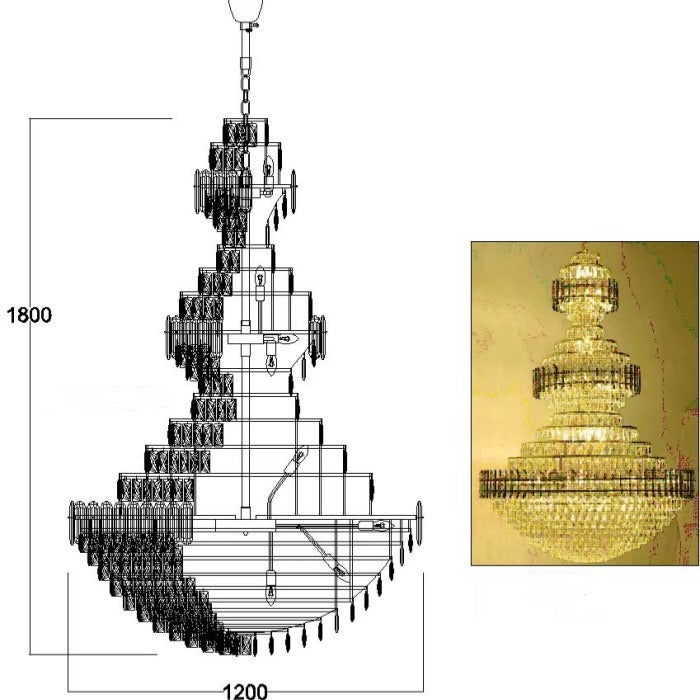 Luxury Crystal Chandelier Drop Light D120-D1.2M - Galaxy Lighting NZ