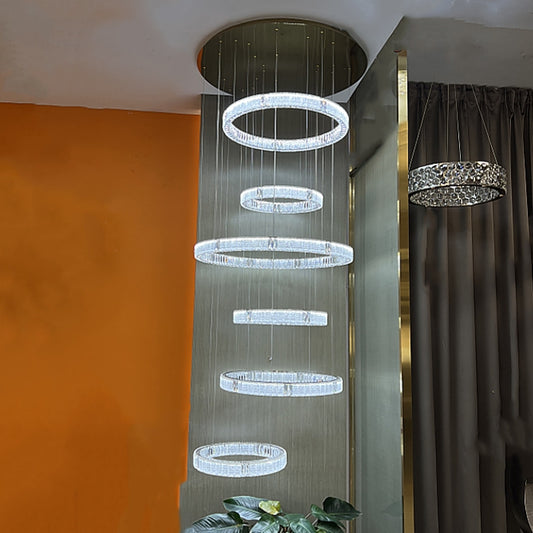 Color Change LED Crystal Drop light D131-6 Rings - Galaxy Lighting NZ