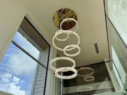 Color Change LED Crystal Drop light D131-6 Rings - Galaxy Lighting NZ