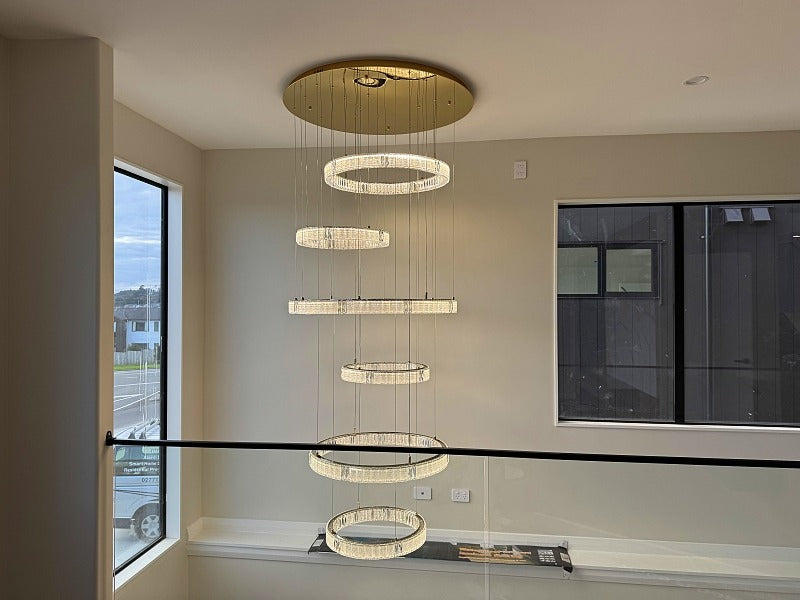 Color Change LED Crystal Drop light D131-6 Rings - Galaxy Lighting NZ