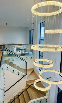 Color Change LED Crystal Drop light D131-6 Rings - Galaxy Lighting NZ