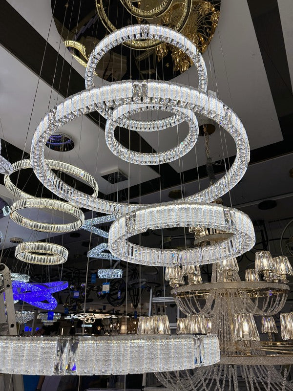 Color Change LED Crystal Drop light D131-6 Rings - Galaxy Lighting NZ