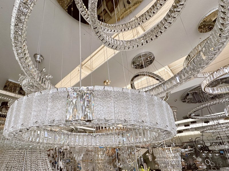 Color Change LED Crystal Drop light D131-6 Rings - Galaxy Lighting NZ