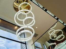 Color Change LED Crystal Drop light D131-6 Rings - Galaxy Lighting NZ