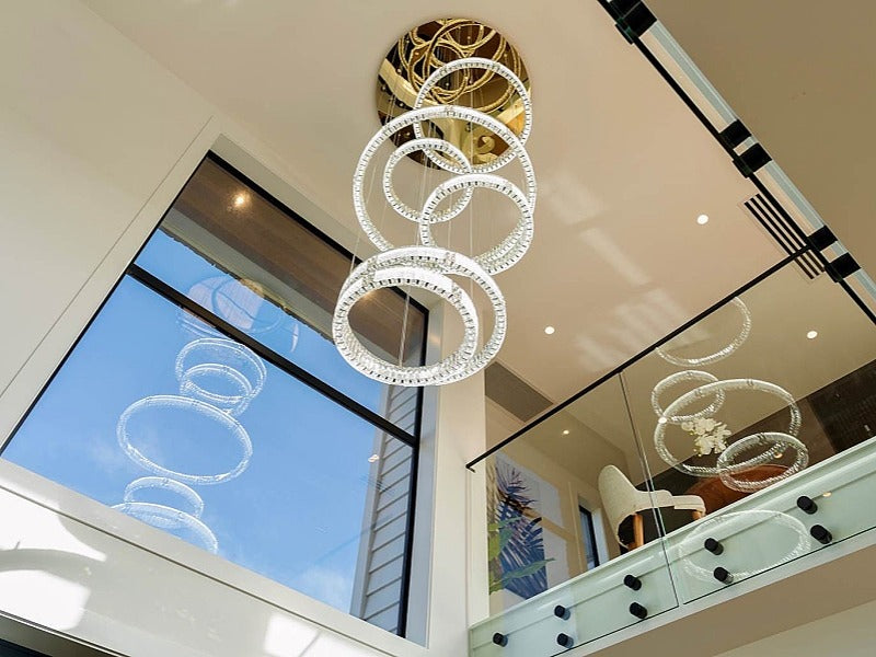 Color Change LED Crystal Drop light D131-6 Rings - Galaxy Lighting NZ