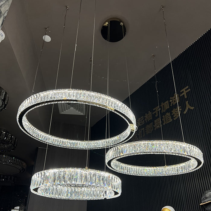 LED Crystal Pendant Light D133-3Rings(DEMO) - Galaxy Lighting NZ