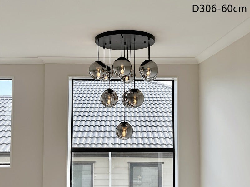 Smoky Grey Drop Light D306-60cm , Two Sizes - Galaxy Lighting NZ