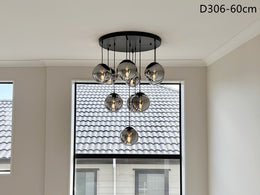 Smoky Grey Drop Light D306-60cm , Two Sizes - Galaxy Lighting NZ