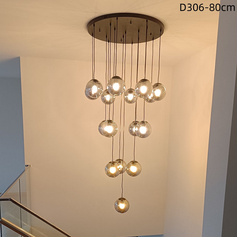 Smoky Grey Drop Light D306-80cm , Two Sizes - Galaxy Lighting NZ
