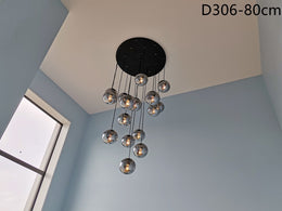 Smoky Grey Drop Light D306-80cm , Two Sizes - Galaxy Lighting NZ
