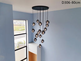 Smoky Grey Drop Light D306-80cm , Two Sizes - Galaxy Lighting NZ