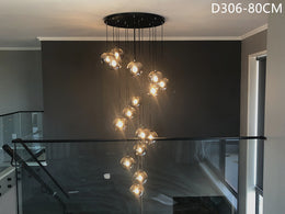 Smoky Grey Drop Light D306-80cm , Two Sizes - Galaxy Lighting NZ