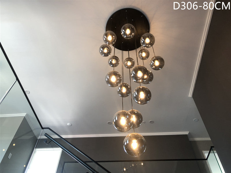Smoky Grey Drop Light D306-80cm , Two Sizes - Galaxy Lighting NZ