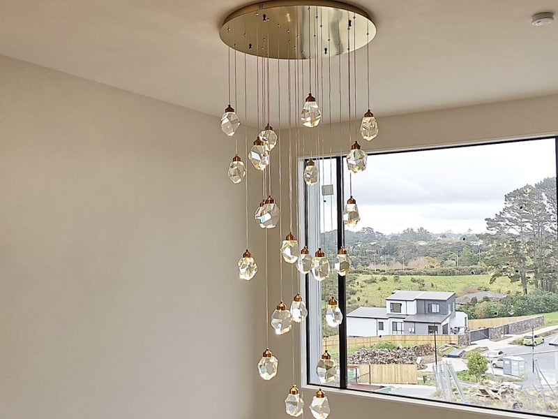 Gold Finsh With K9 Crystal LED Drop Light D319-80cm - Galaxy Lighting NZ