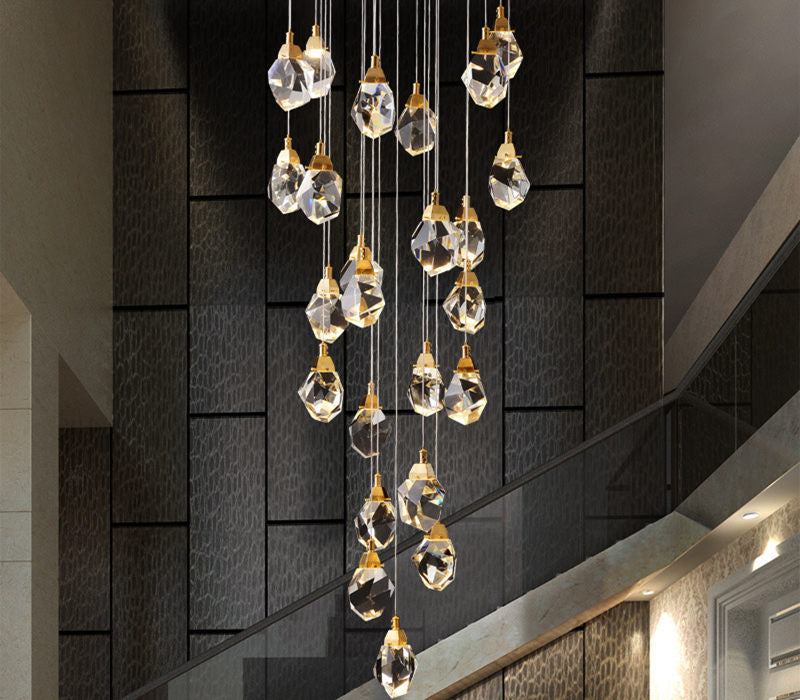 Gold Finsh With K9 Crystal LED Drop Light D319-80cm - Galaxy Lighting NZ