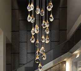 Gold Finsh With K9 Crystal LED Drop Light D319-80cm - Galaxy Lighting NZ