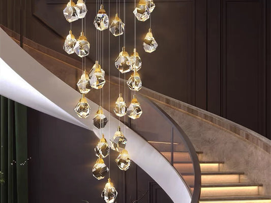 Gold Finsh With K9 Crystal LED Drop Light D319-80cm - Galaxy Lighting NZ
