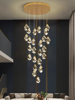 Gold Finsh With K9 Crystal LED Drop Light D319-80cm - Galaxy Lighting NZ