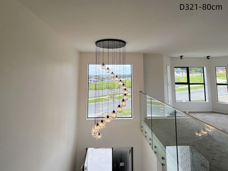 Vintage Black Finish With Glass Drop Light,D321-80cm，Two Sizes - Galaxy Lighting NZ