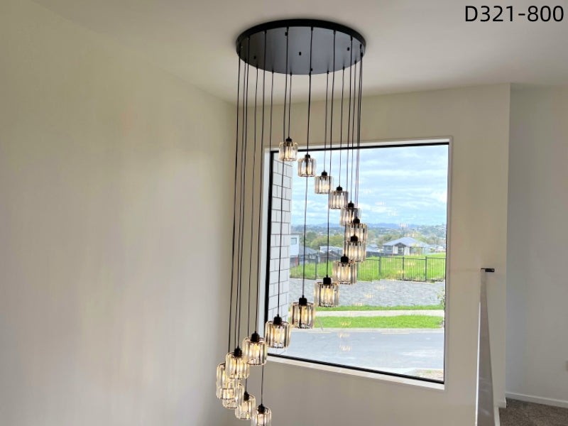 Vintage Black Finish With Glass Drop Light,D321-80cm，Two Sizes - Galaxy Lighting NZ