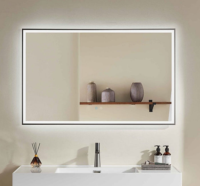 Gunmetal Framed LED Mirror GM1200*750mm Demister - Galaxy Lighting NZ