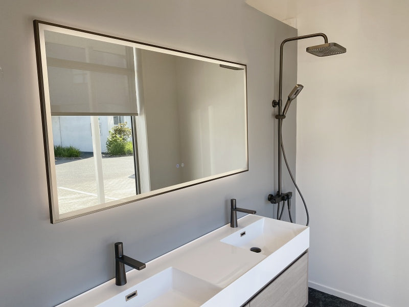 Gunmetal Framed LED Mirror GM1400*750mm Demister - Galaxy Lighting NZ
