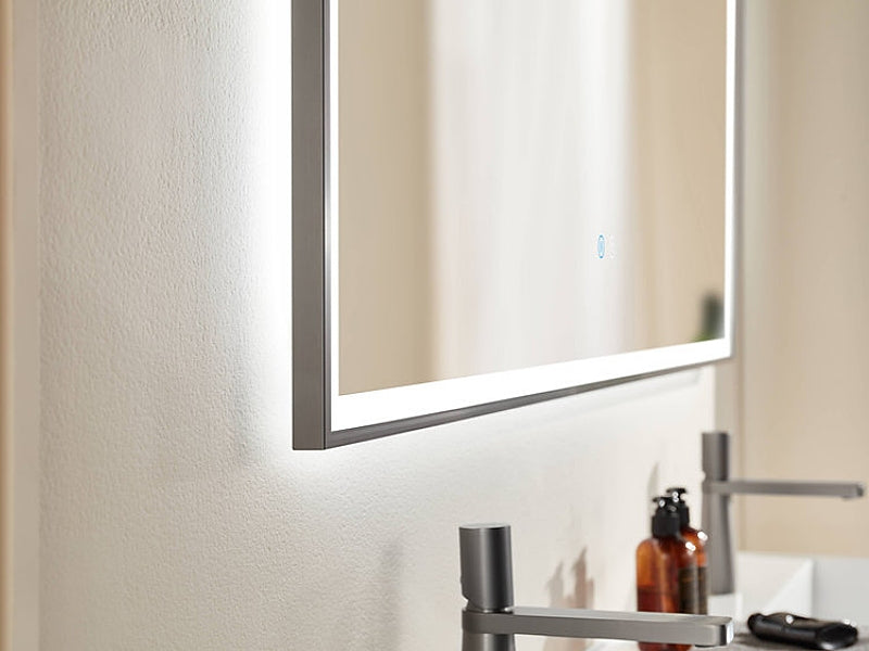 Gunmetal Framed LED Mirror GM1200*750mm Demister - Galaxy Lighting NZ