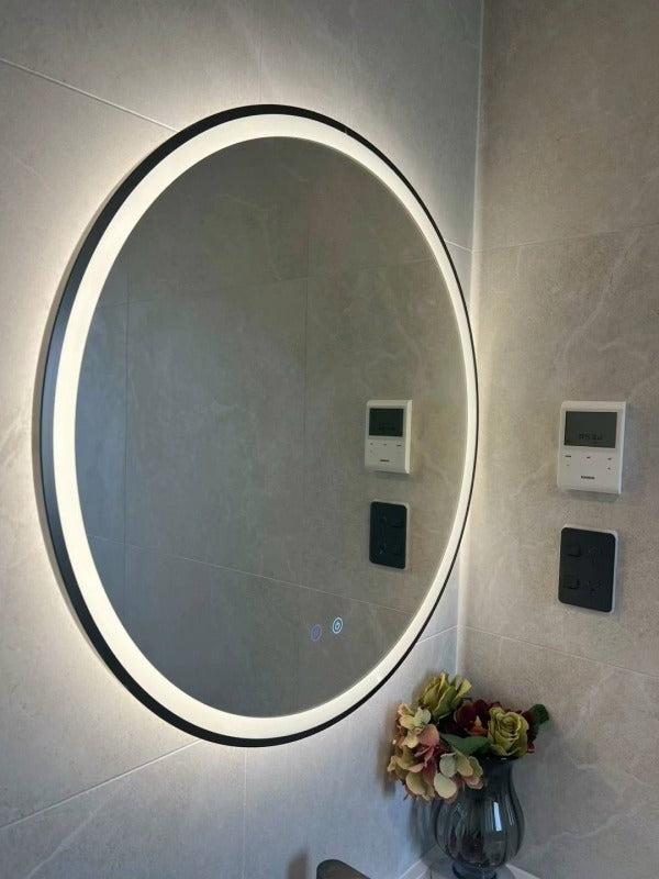 Gunmetal Framed LED Mirror GM700*700mm Demister - Galaxy Lighting NZ