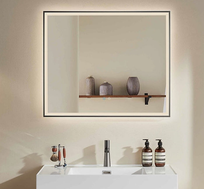 Gunmetal Framed LED Mirror GM900*750mm Demister - Galaxy Lighting NZ
