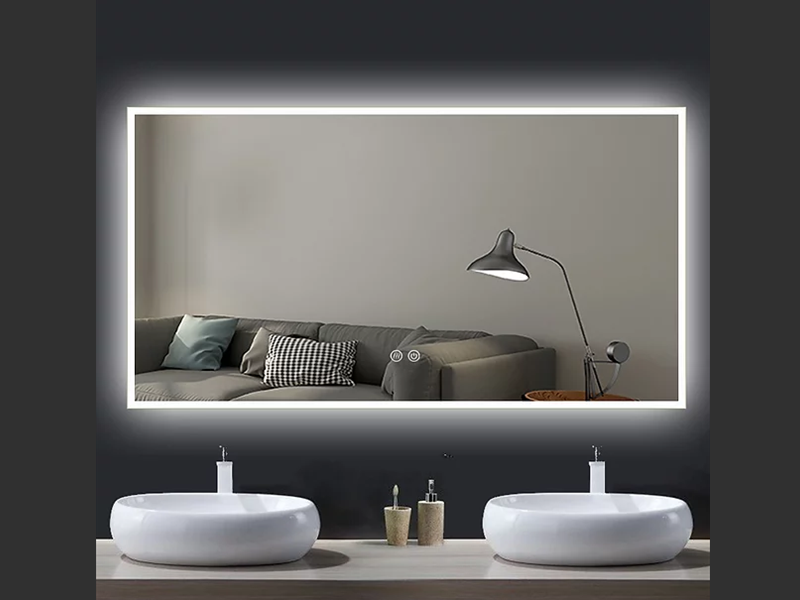 White Rim LED Demister Mirror KC1400*750mm # - Galaxy Lighting NZ