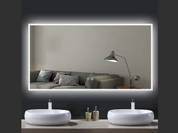 White Rim LED Demister Mirror KC1400*750mm # - Galaxy Lighting NZ