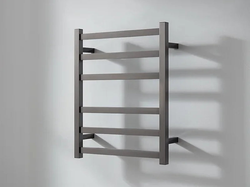 Brush Gun Metal finished Heated Towel Rail 500*640mm 6 Bars # - Galaxy Lighting NZ
