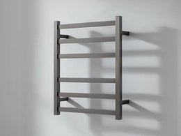 Brush Gun Metal finished Heated Towel Rail 500*640mm 6 Bars # - Galaxy Lighting NZ