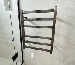 Brush Gun Metal finished Heated Towel Rail 500*640mm 6 Bars # - Galaxy Lighting NZ