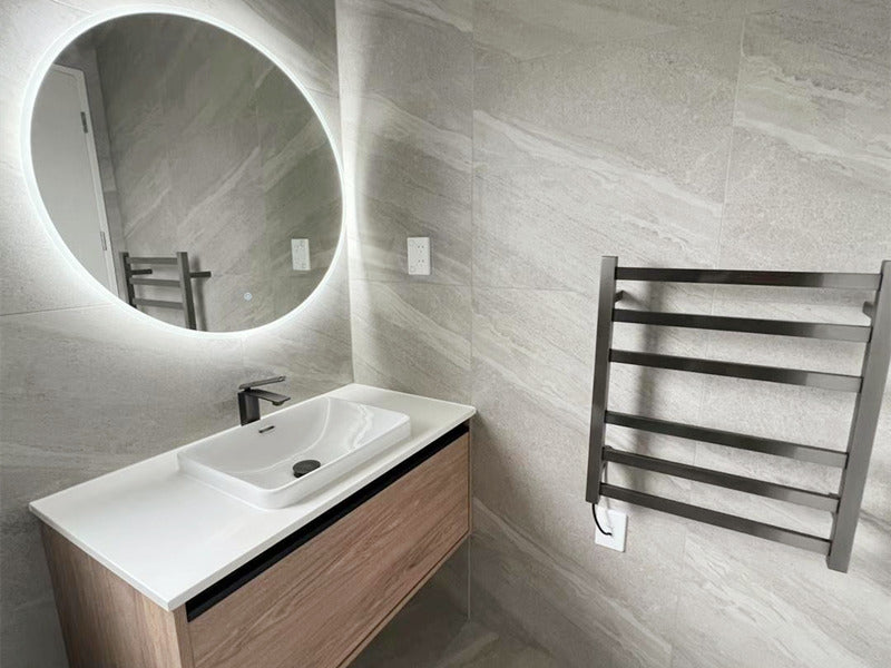 Brush Gun Metal finished Heated Towel Rail 500*640mm 6 Bars # - Galaxy Lighting NZ