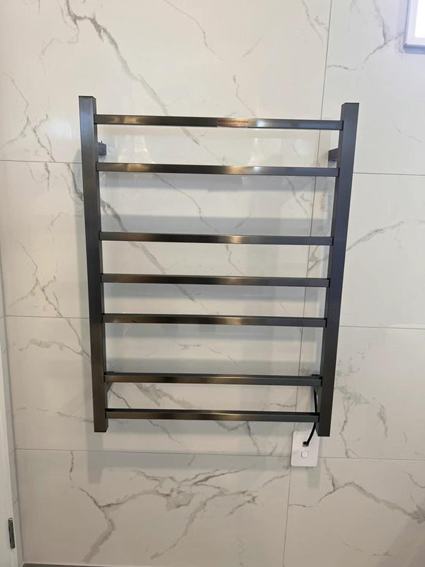 Brush Gun Metal finished Heated Towel Rail 600*800mm 7 Bars(DEMO)#) - Galaxy Lighting NZ