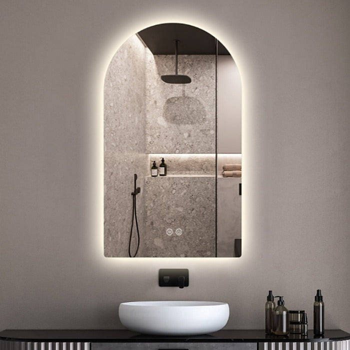 Frameless LED ARCH Demister Mirror WKAR500*1050mm - Galaxy Lighting NZ
