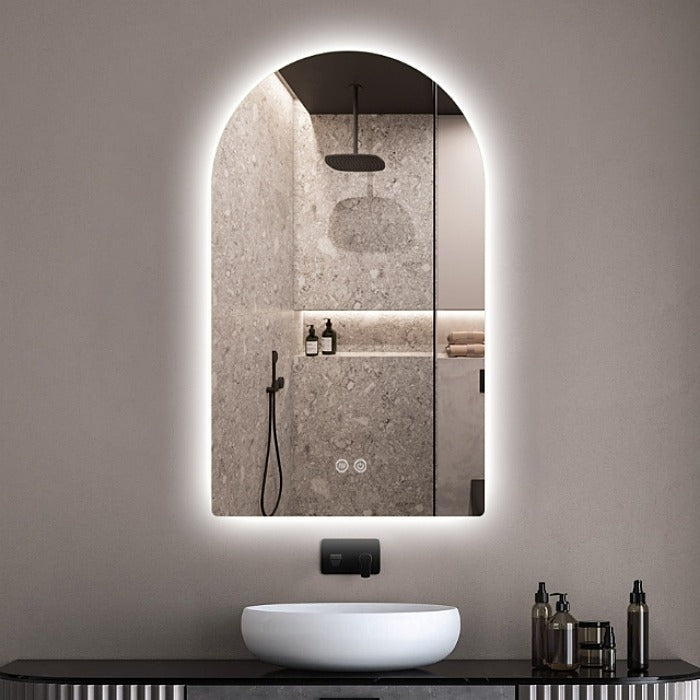 Frameless LED ARCH Demister Mirror WKAR500*1050mm - Galaxy Lighting NZ
