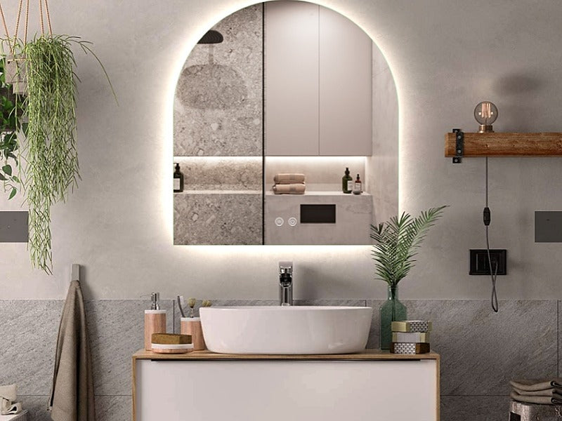 Frameless LED ARCH Demister Mirror WKAR800*850mm - Galaxy Lighting NZ
