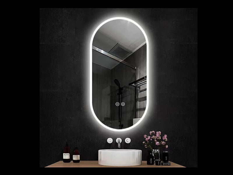 White Rim LED Demister Mirror KC500*1000mm - Galaxy Lighting NZ