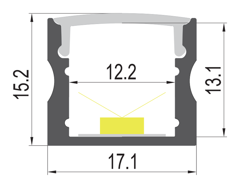 LW-AS2 Surface Aluminium Profile, 2.5m cross-section