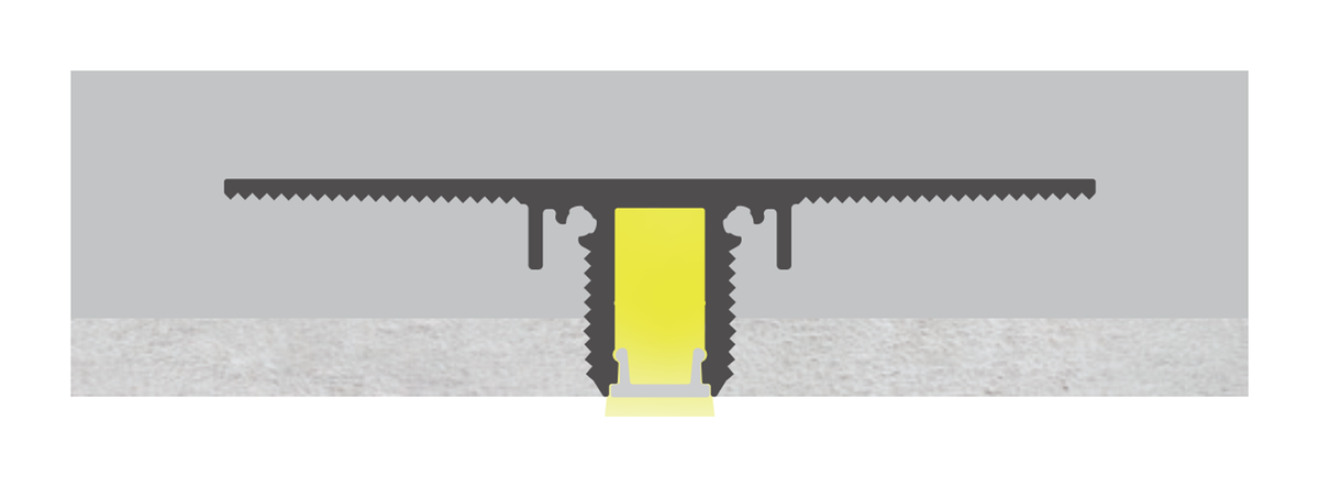 Mini Trimless Plaster-In Aluminium Profile, 2m cross-section