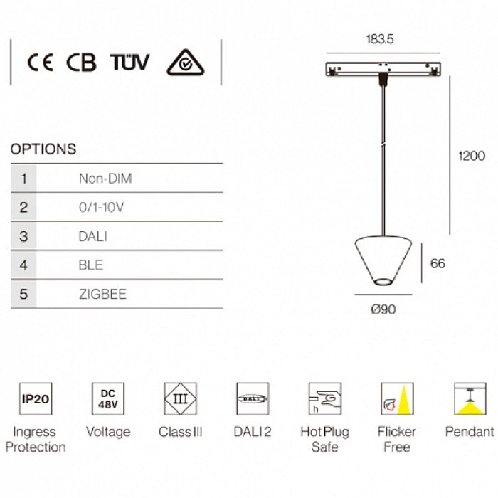 8W Pendant Light, Magnetic Track Light, MT-EMT043A01-8W - Galaxy Lighting NZ